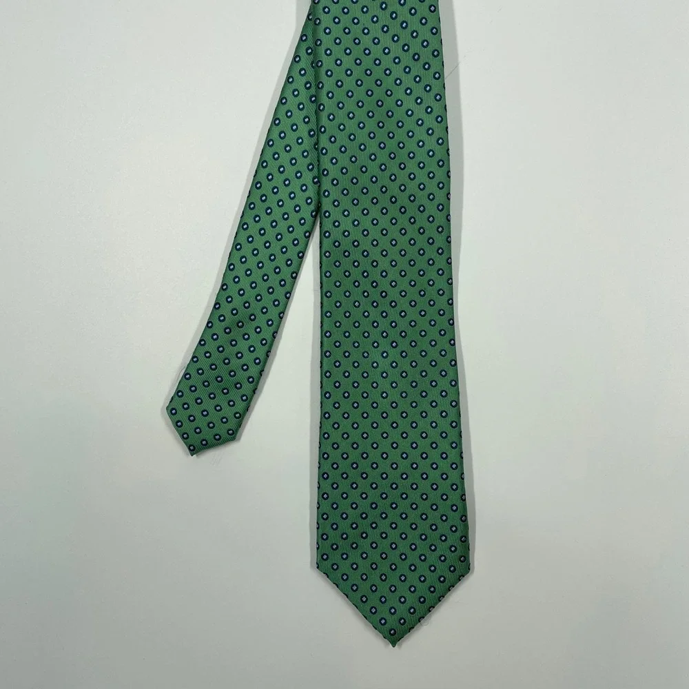 Chaps Green Blue Geometric Silk Blend Necktie Mens OSFA